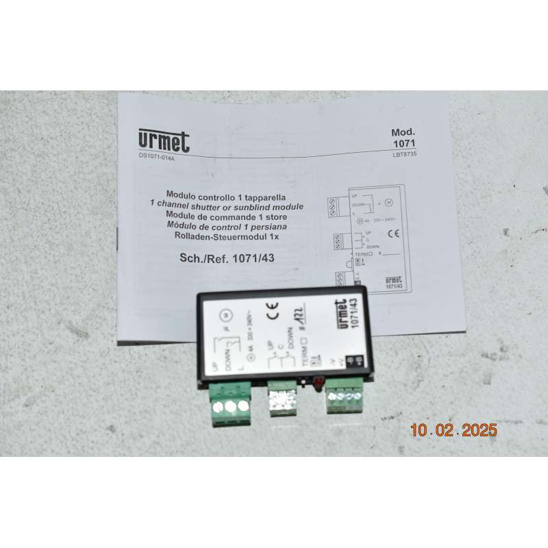 1071/43 Urmet Roller Shutter Control Module 1 Channel