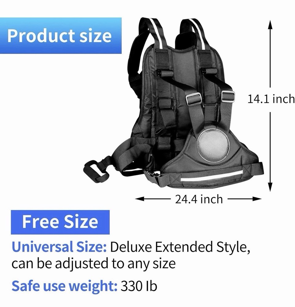 Adjustable Harness, Prevent Passengers from Falling for ATV,Snowmobile,Black
