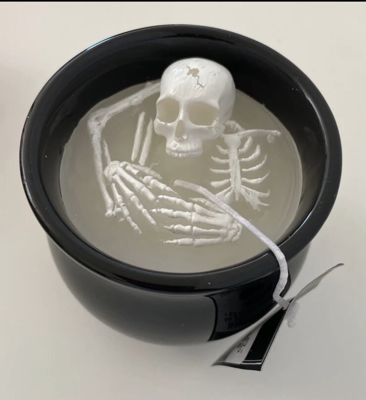 Martha Stewart Skeleton In a Cauldron Halloween Candle Decor 💀
