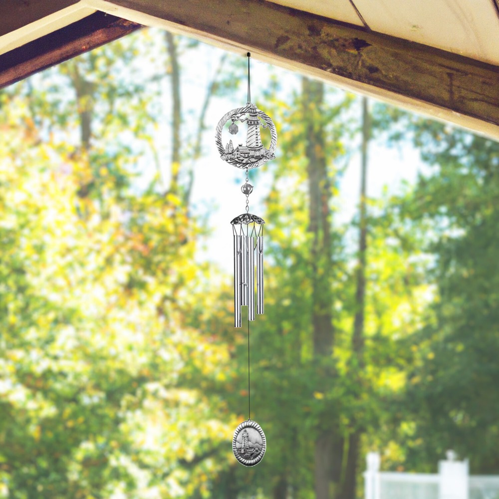 28"Long Pewter Lighthouse Wind Chime Ornament Home Decor Unique Gift