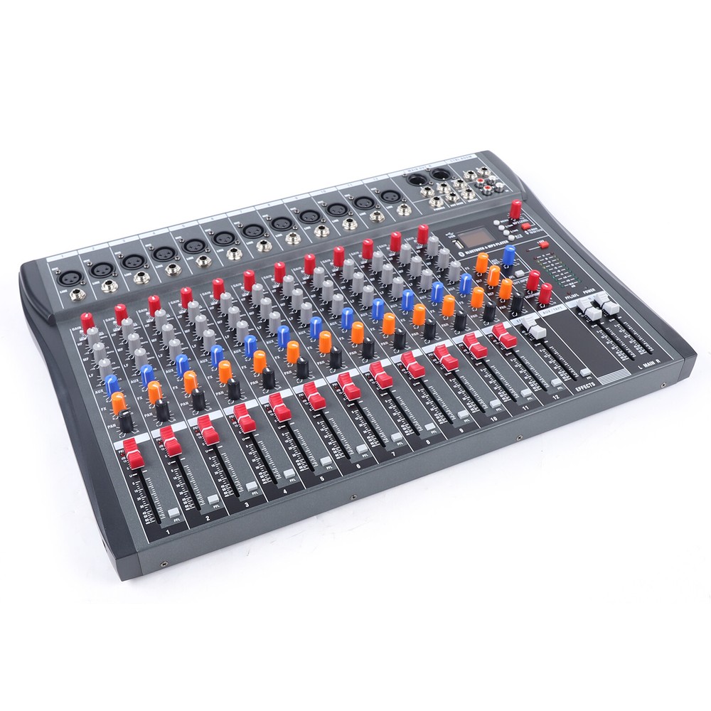 12 Channel Audio Mixer Bluetooth USB DJ Sound Mixing Console Studio