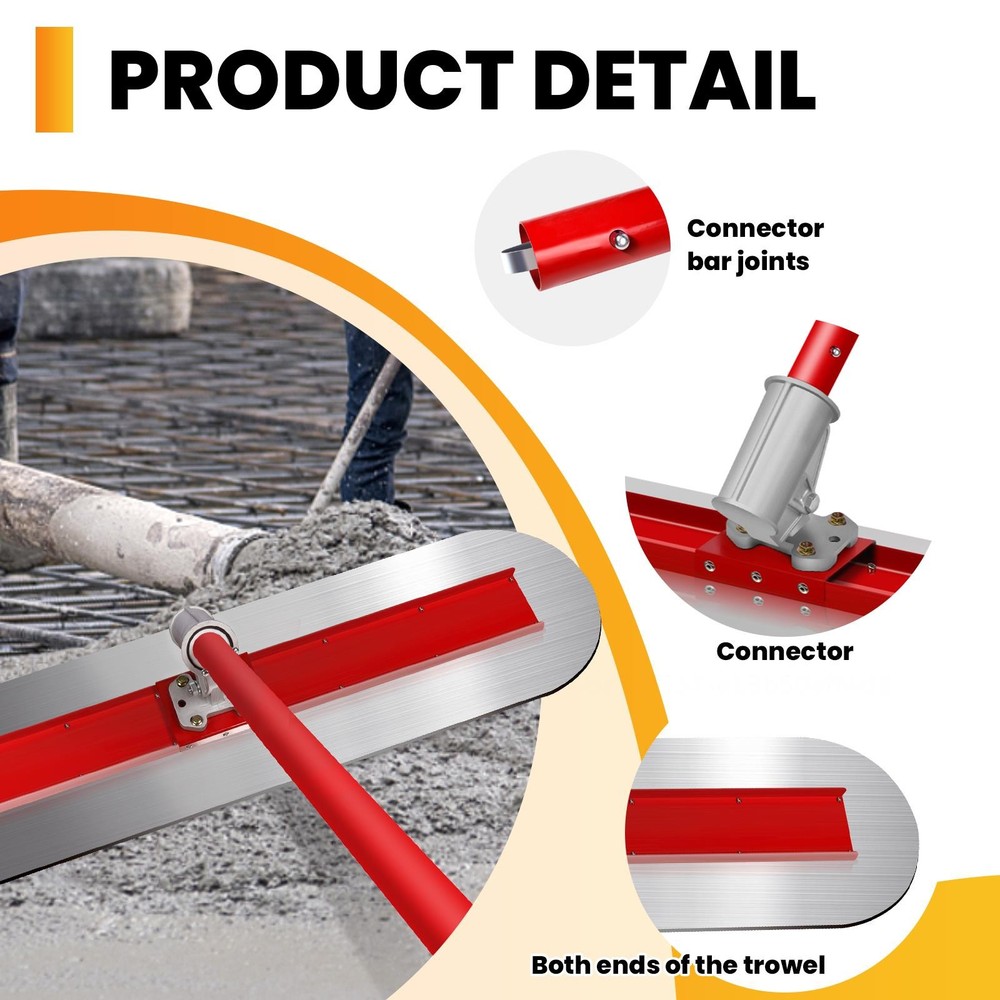 48"x12" Bull Float Concrete Tools Cement Trowel Finishing Tool w/ Bracket Handle
