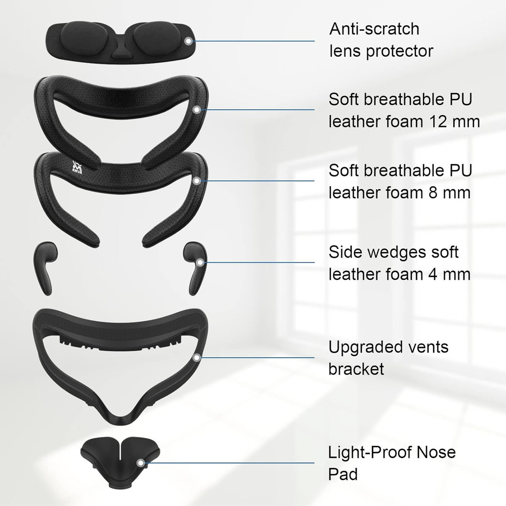 M AMVR Face Pad Compatible with Quest 2 Accessories, Face Pad Foam Replacement,