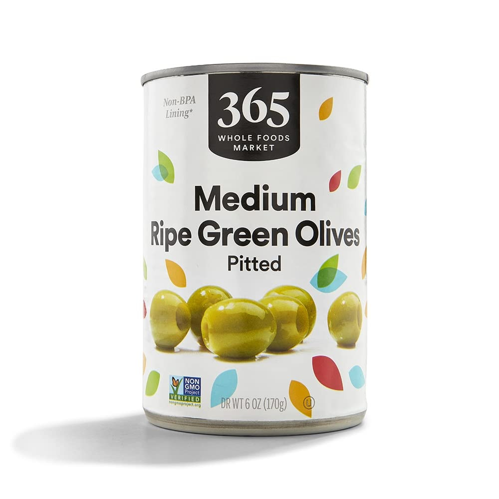 , Ripe Green Pitted Olives, 6 Ounce