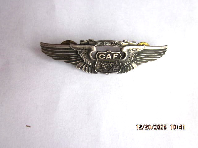 Sterling Silver Confederate Air Force Ghost Squardron Pilot Pin