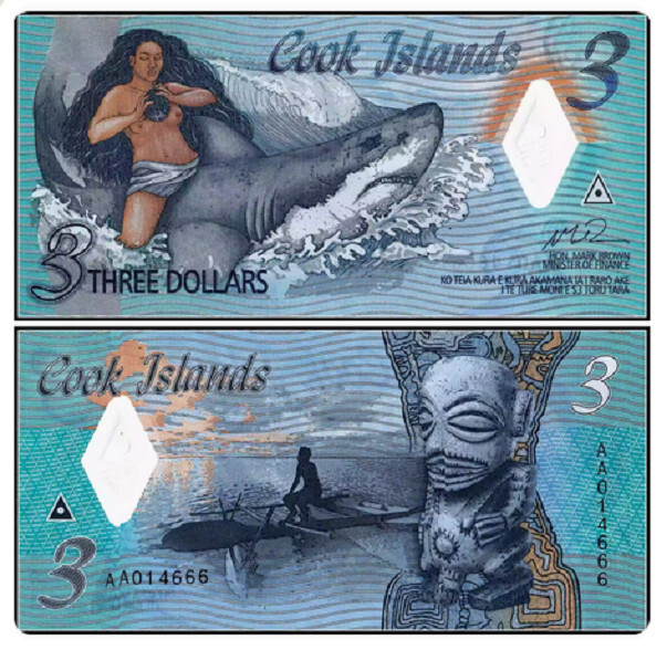 2021 The Cook Islands 3 Dollars AA Prefix Banknote UNC NEW