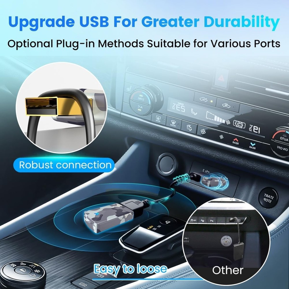 2 in 1 Mini Android Auto & Carplay Wireless Adapter with Fast Stable Connection,