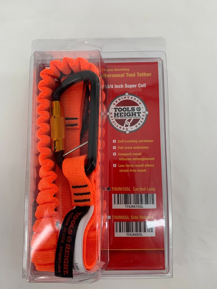 Tools@Height THUNI15SL Corded Loop Tool Tether 3/4" Super Coil 15 lb. Load Limit