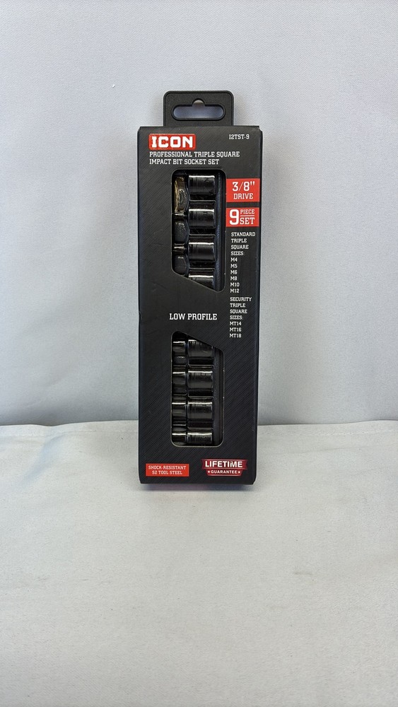 ICON 9pc 3/8" Professional Triple Square Impact Bit Socket Set 59803