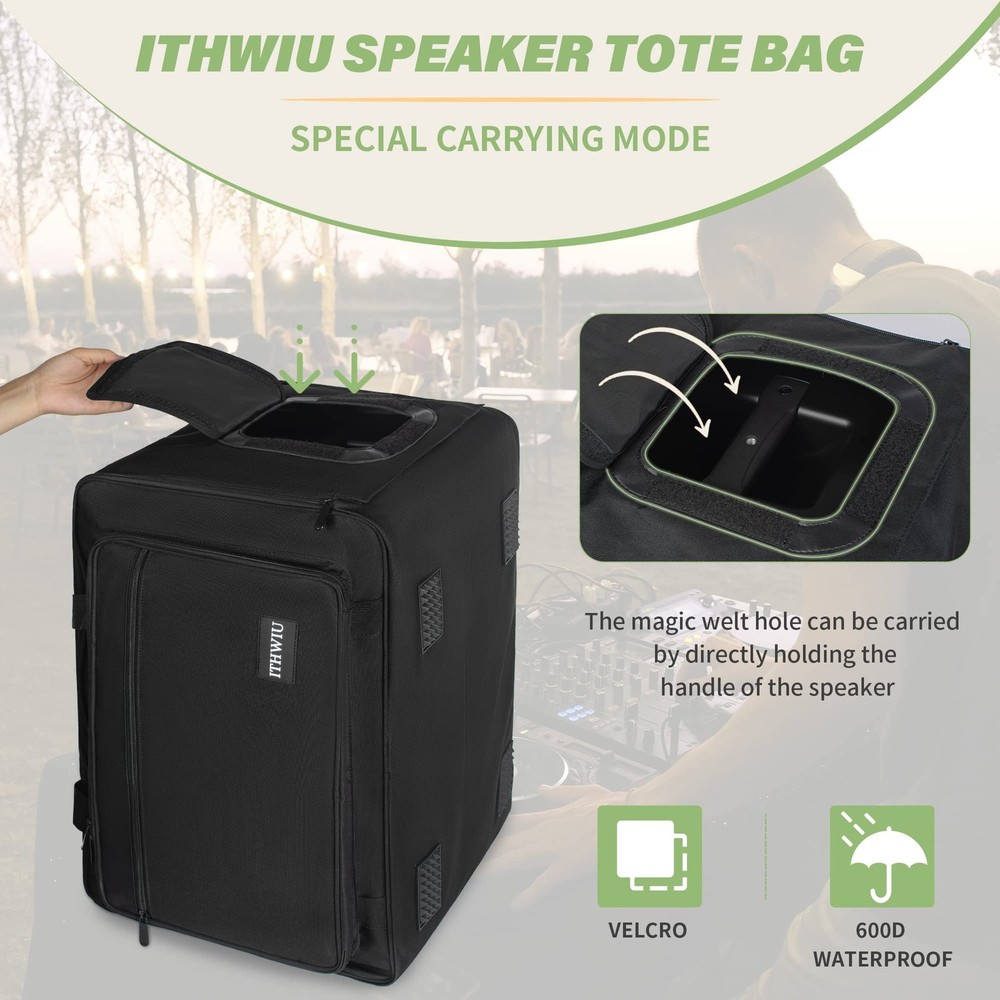 ITHWIU Speaker Carrying Bag with Thickened Sponge for 8'' Speaker, Black