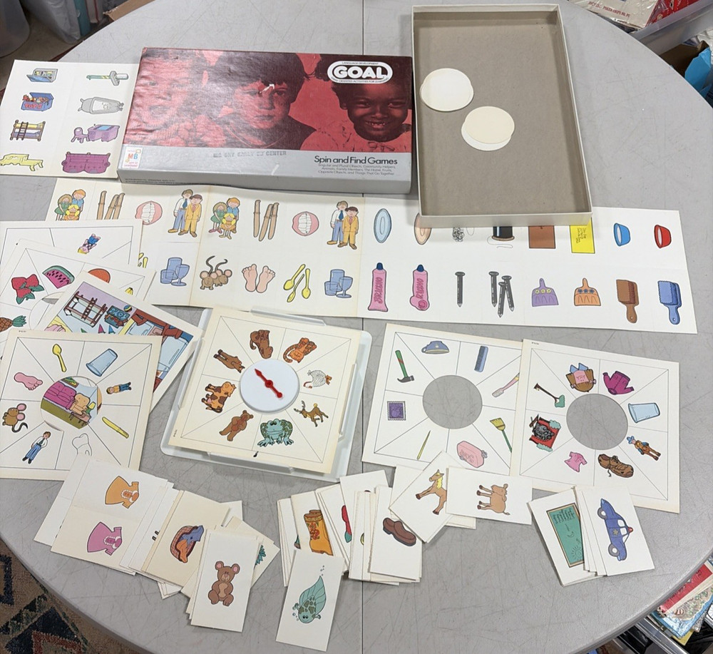 Milton Bradley Vintage Game Language Development Goal Spin & Find 1972