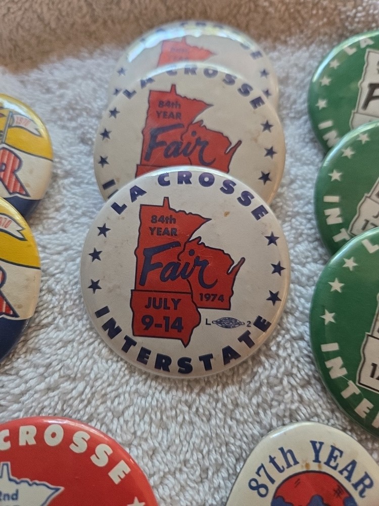 La Crosse Interstate Fair button collection total of 10