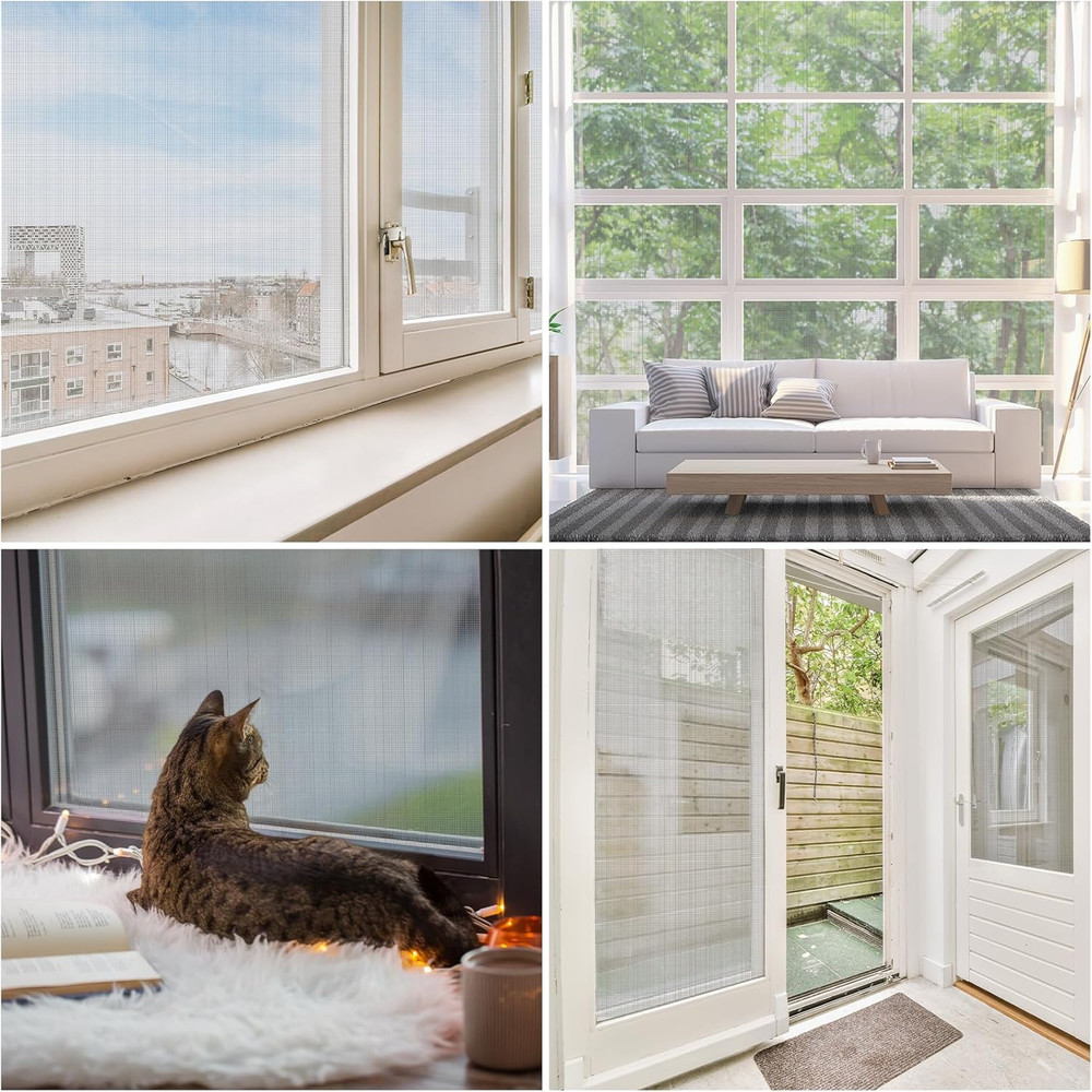 Window Screen Replacement Mesh 48"W X 99"L - DIY Adjustable Polyester Pet Proof