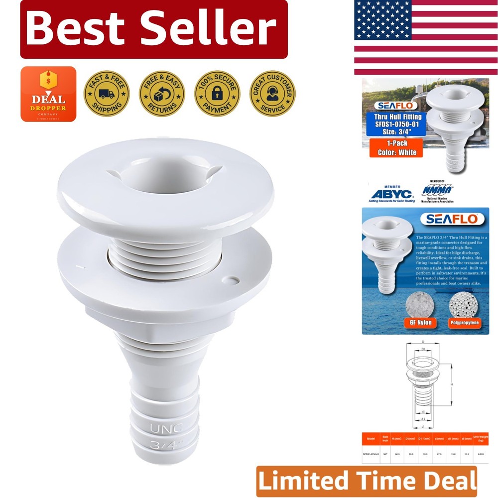 Durable 3/4" Polypropylene Hose Fitting - Compact & Lightweight Design