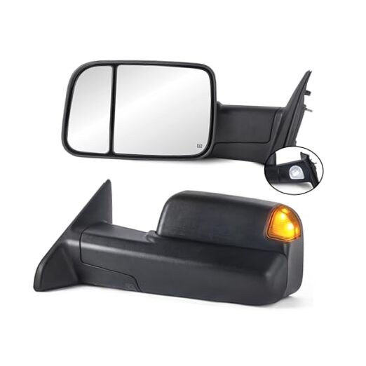 Left and Right Mirrors Compatible with 2009-2018 Black DRL+Temp. Sensor+Puddle