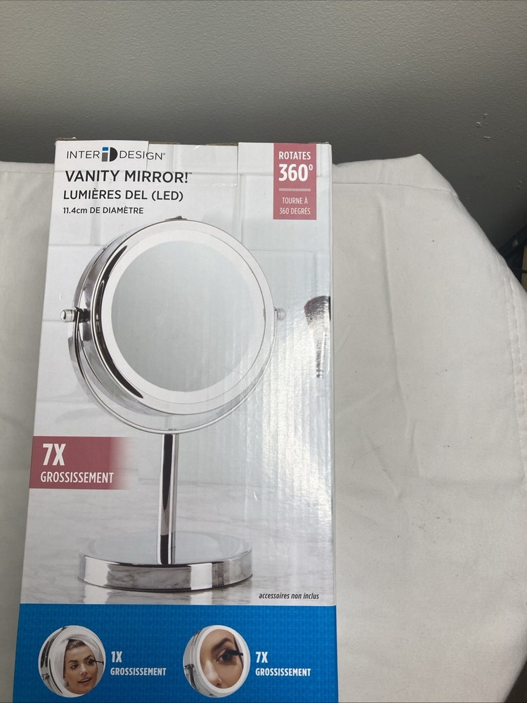 Inter Design LED Lighted Vanity Mirror 7X Magnification 4.5" X 10" *