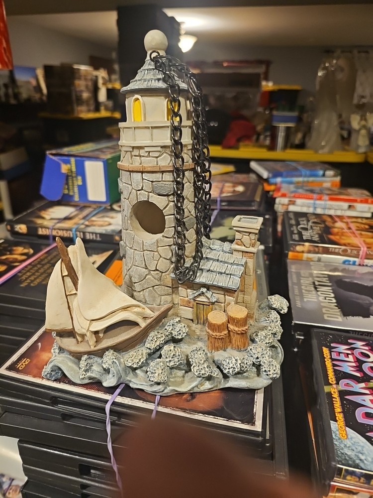 Graystone Lighthouse Sailboat And Waves With Hanging Chain