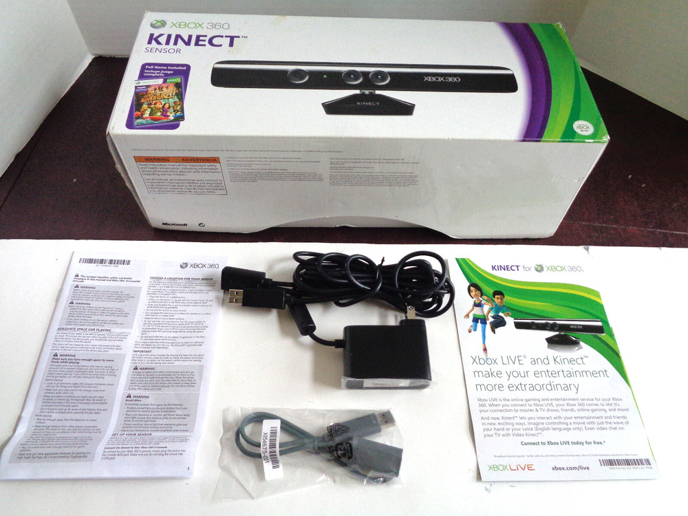EMPTY BOX Cables & Manual NO SENSOR UNIT - Xbox 360 KINECT Sensor Bar Model 1414