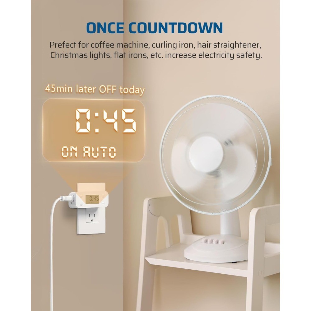 Indoor Countdown Timer Outlet Digital Electrical Timer with Repeat Function Auto