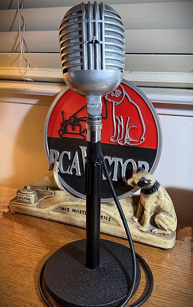 Vintage 1950's ASTATIC DR10 Crystal Microphone , original element works, + stand