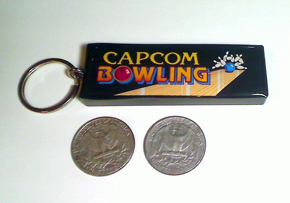 Capcom Bowling Arcade Marquee Coin Door accessory Keychain