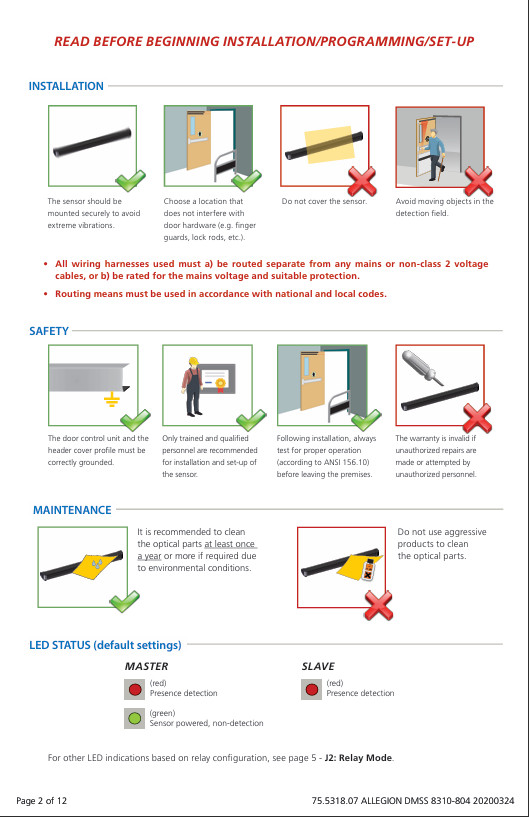 LCN 8310-804 Door Mounted Safety Sensor