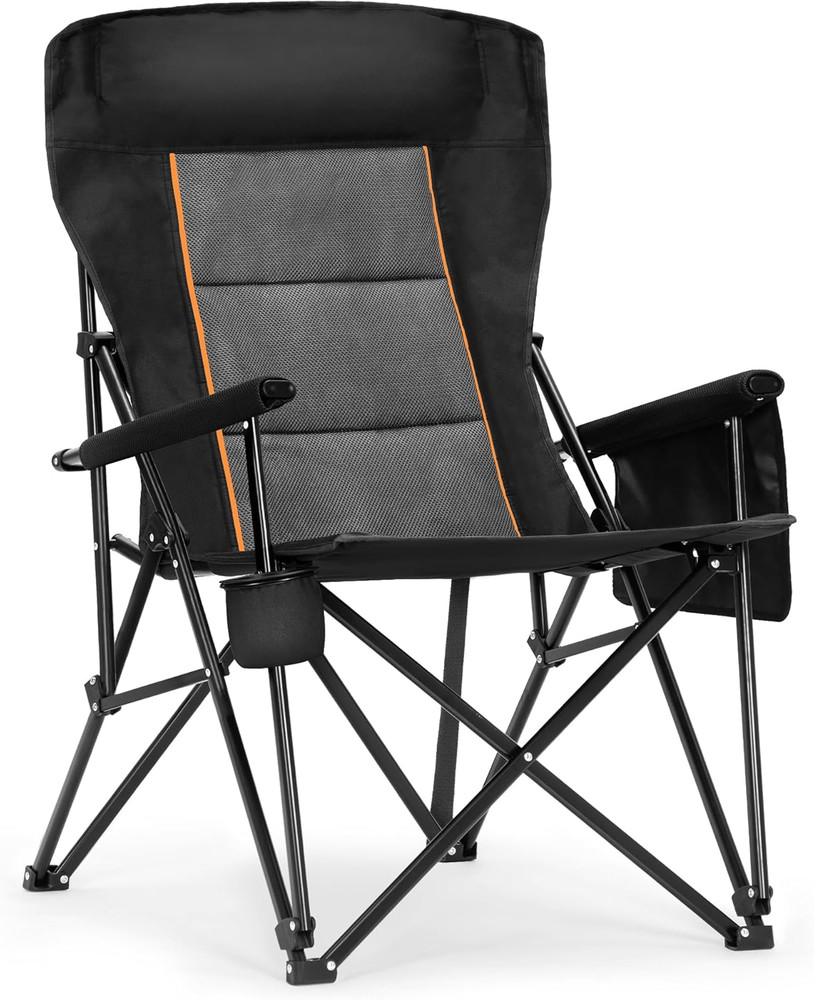 ALPHA CAMP Heavy Duty High Back Camping Chairs with Cup Holder Oversized Folding