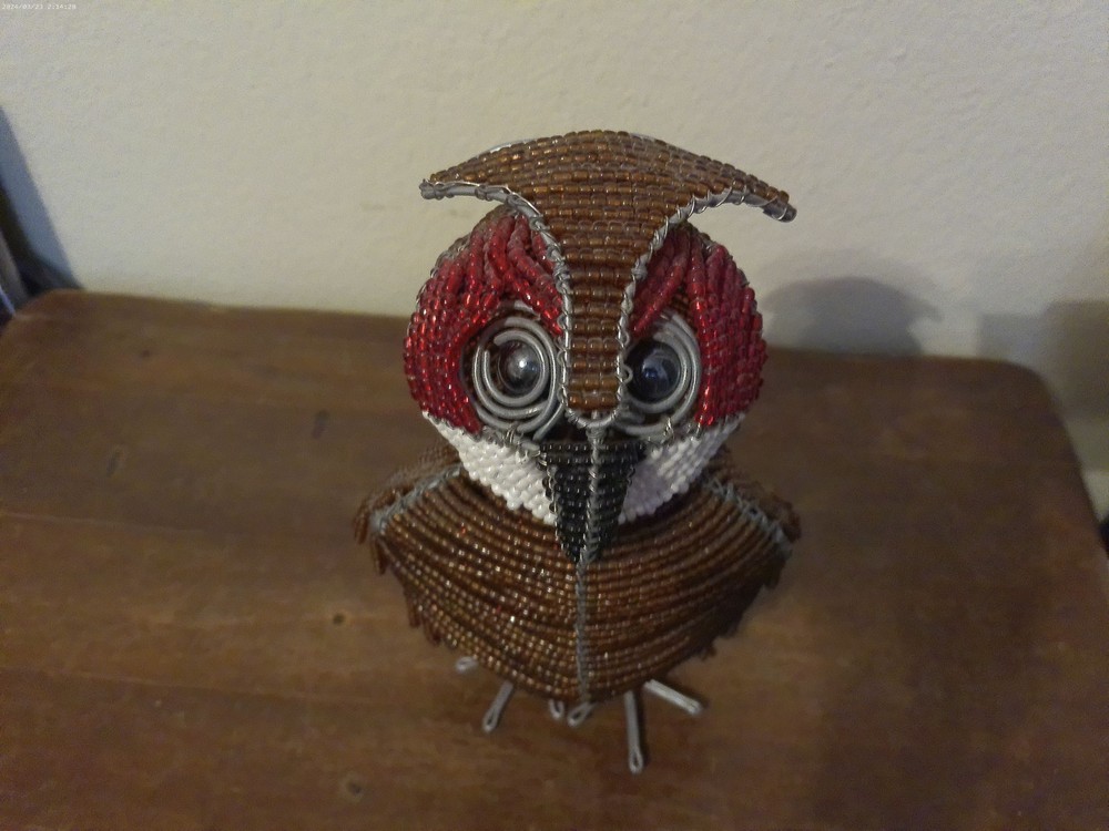 Large Beaded Owl Figure