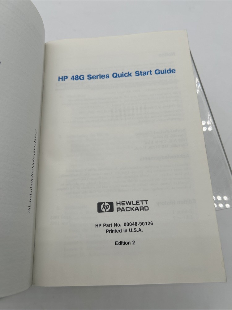 HP 48G series Quick start Guide Hewlett Packard