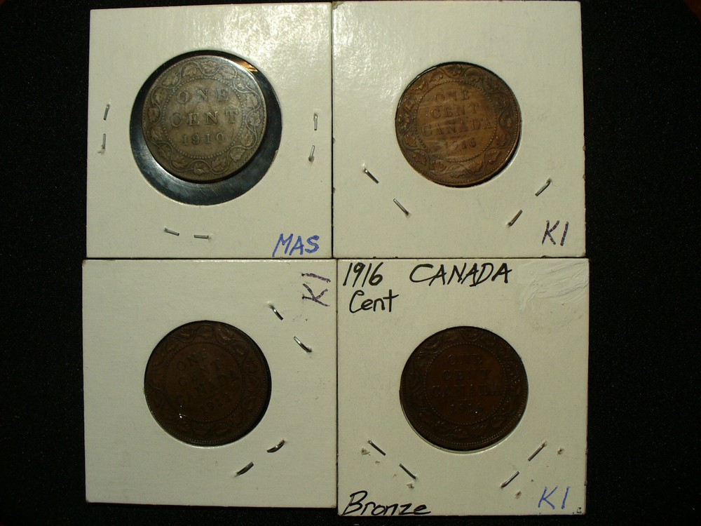 Four Vintage Canada Large Cents