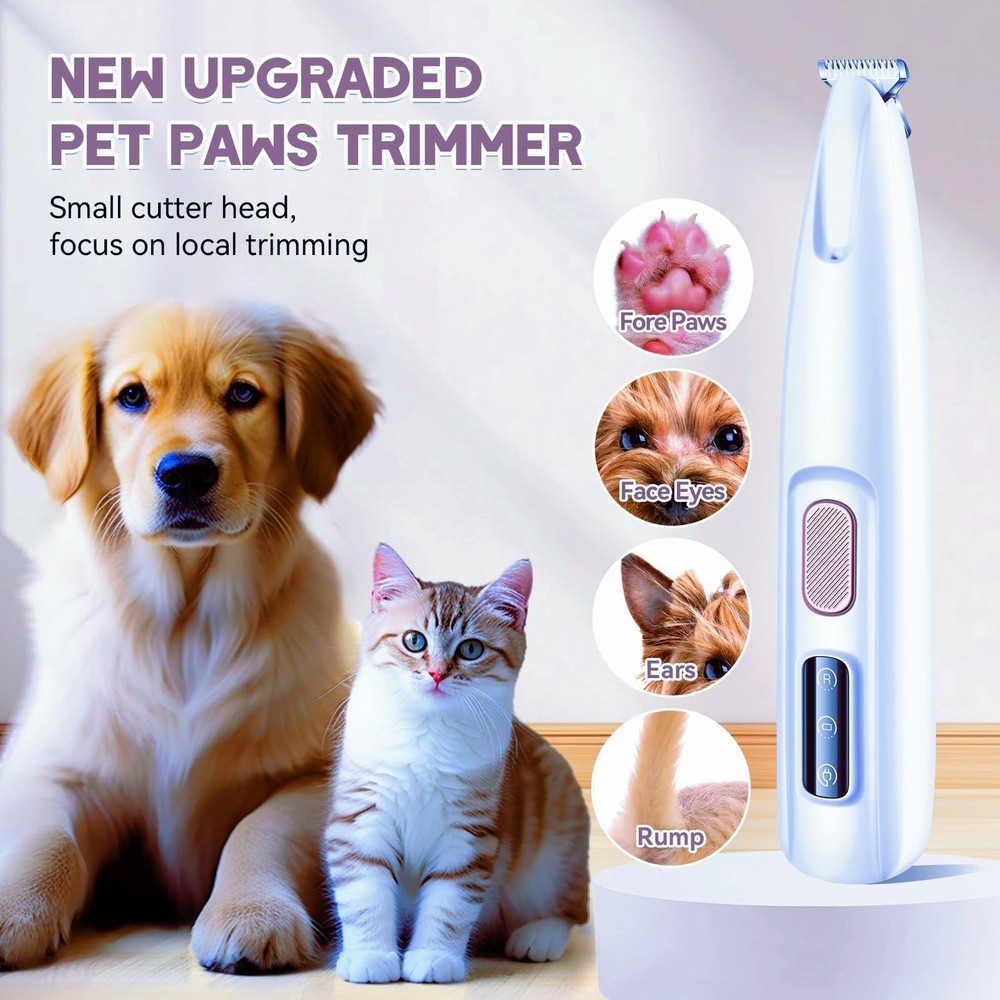 Micro Precision Dog Paw Trimmer, Pet Trimmer with LED Light, White