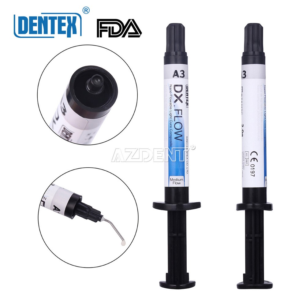 DENTEX Dental Flowable Light Cure Composite Resin Medium Flow A3 3g/Syringe