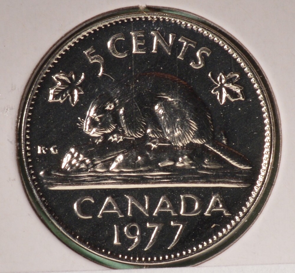 1977 Canada Five Cents - Proof Like (PL) Uncirculated From Set  🇨🇦🇨🇦