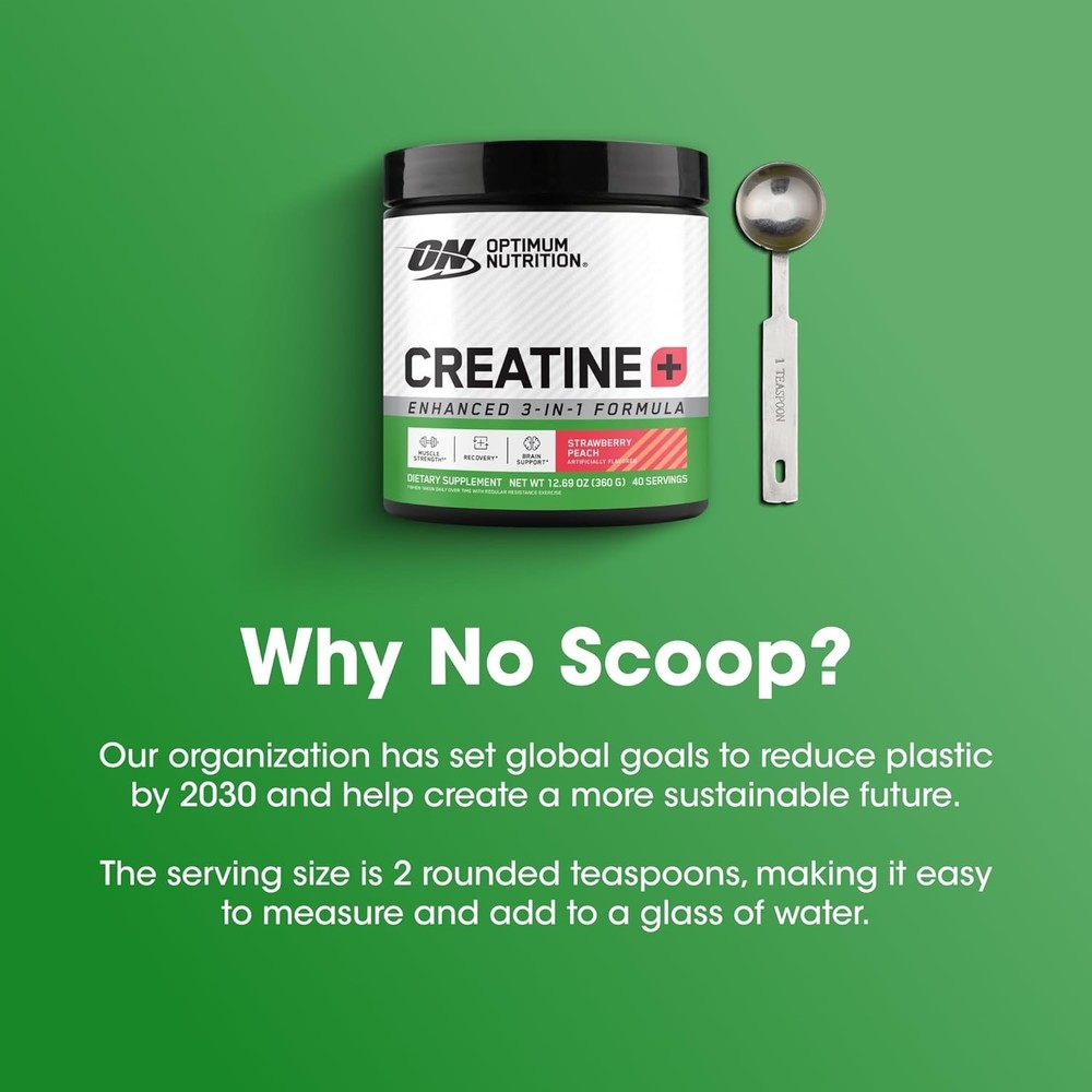 Creatine Monohydrate Plus Powder, Strawberry Peach Flavored Creatine Performa...