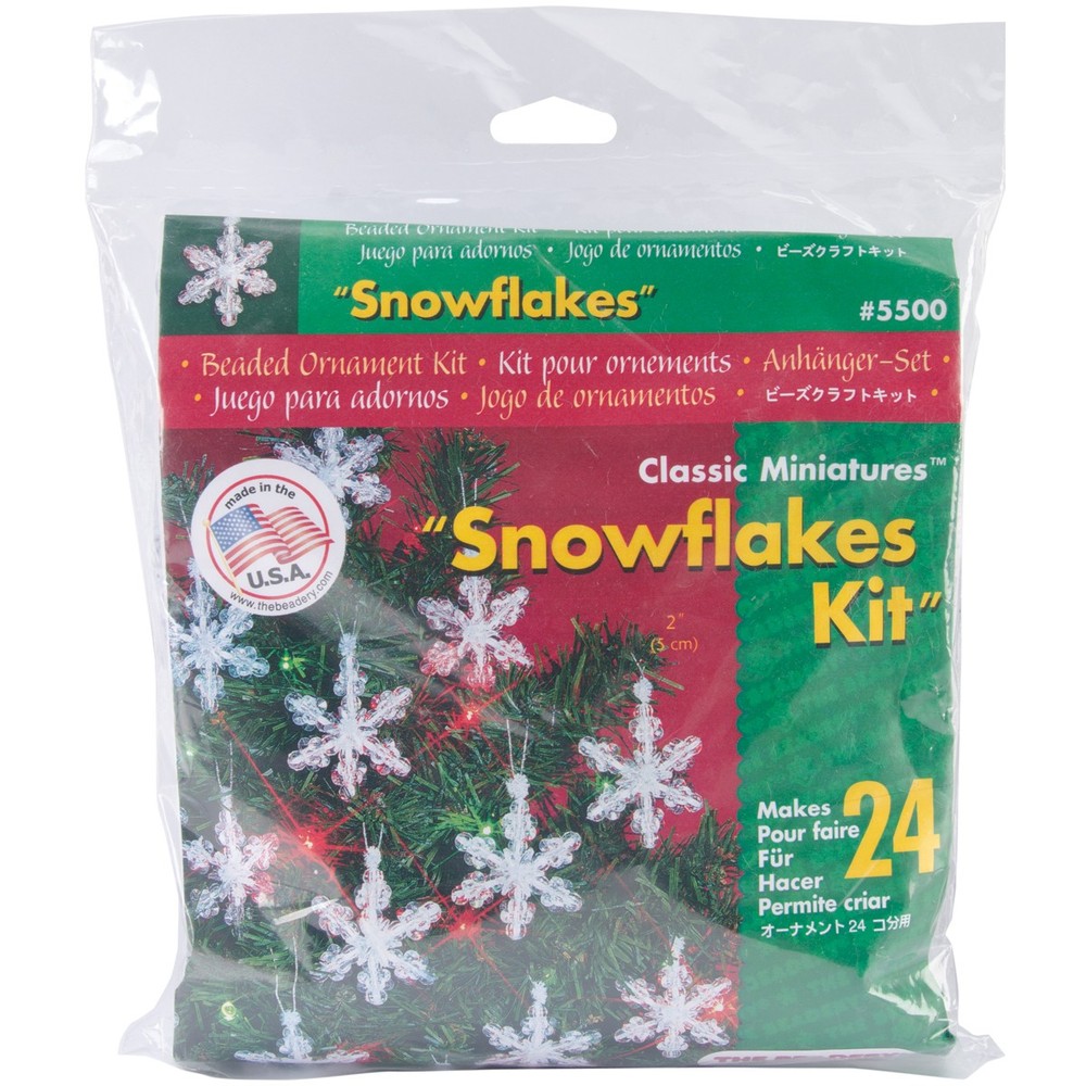 Holiday Beaded Ornament Kit Mini Snowflakes 2" Makes 24