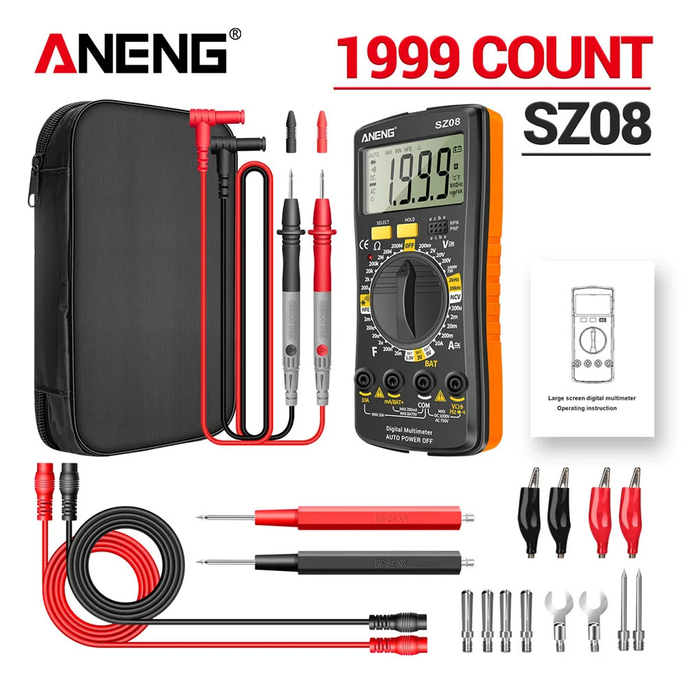 ANENG SZ08 Digital Multimeter Auto-Ranging 1999 Counts AC DC Voltage Tester