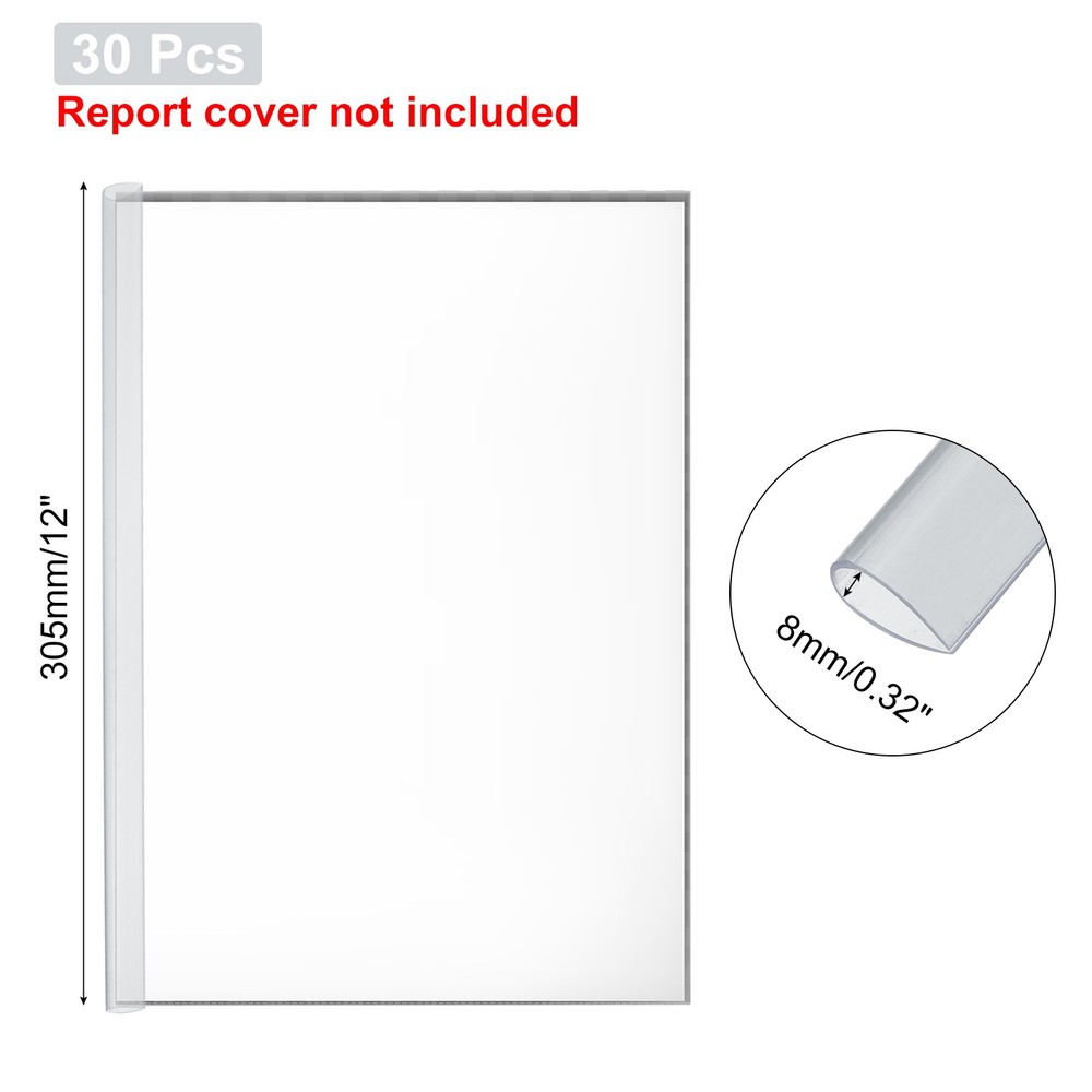 30Pcs Binding Bars, 8mm Binding Bars 50 Sheets Capacity, Clear