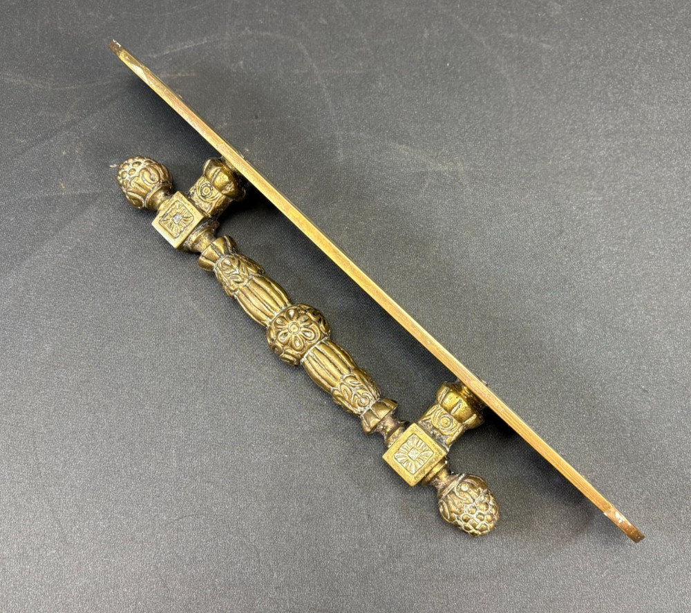 Vintage Ornate Solid Brass Door Pull Handle Victorian Style - 11.5"