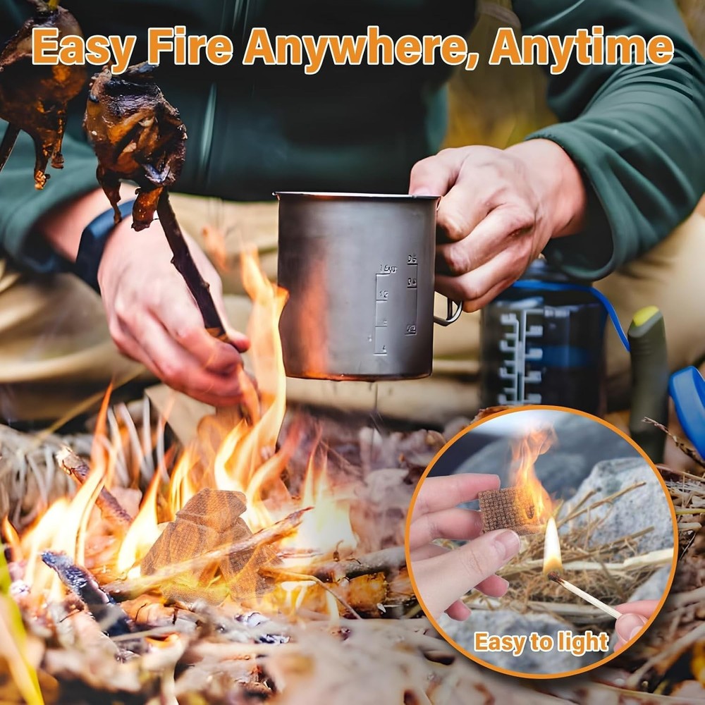 Water-Resistant Mini Fire Starters for Campfires & BBQ Grills - 32 Count
