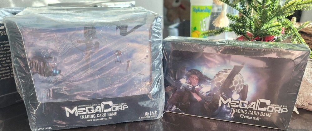 MegaCorp Trading Game Display Starter Deck Box & Core Booster Pack Set New