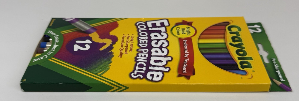 2014 12 Pack Crayola Erasable Colored Pencils Pre-Sharpened Unused READ