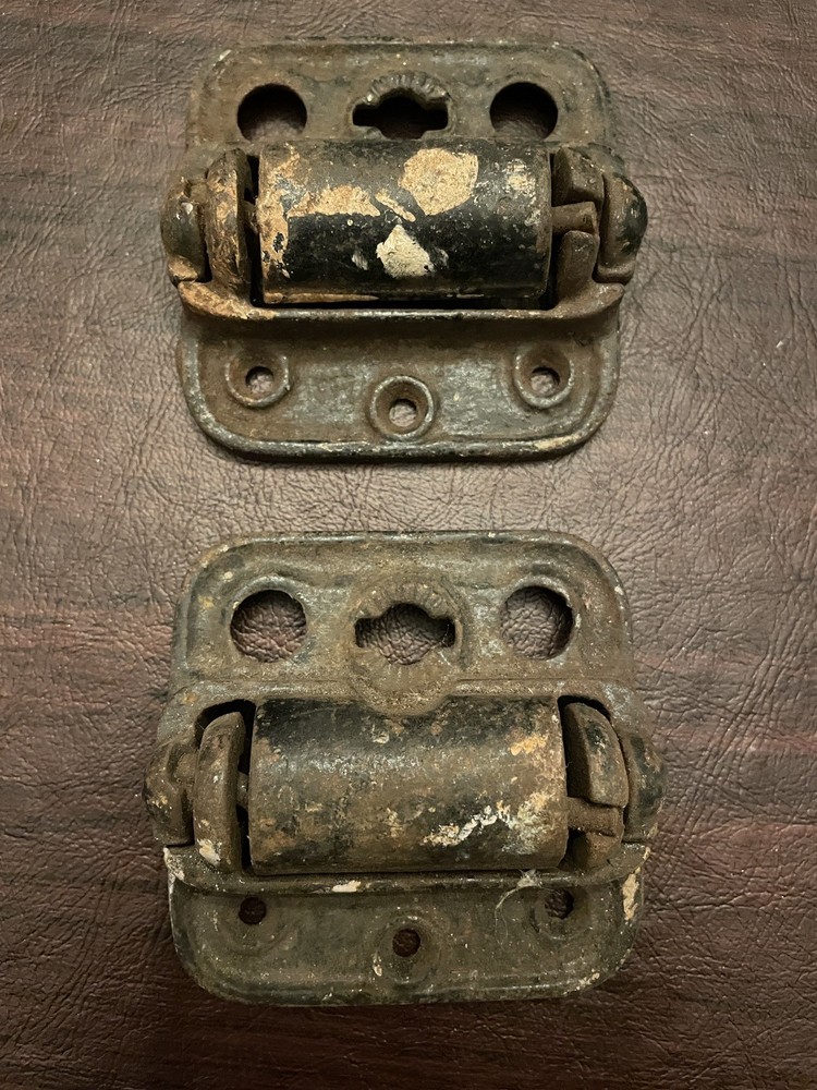 Antique Cast Iron Spring Loaded Screen Door Hinge Hardware Set Black