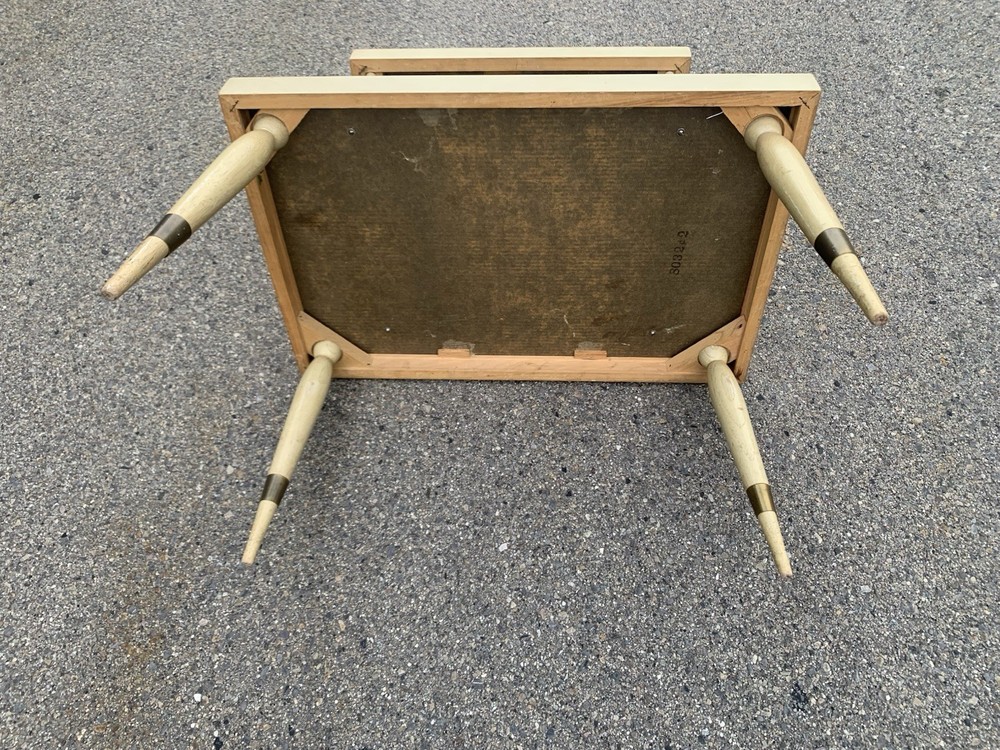 Vintage MCM Blonde Two Tier Side Table