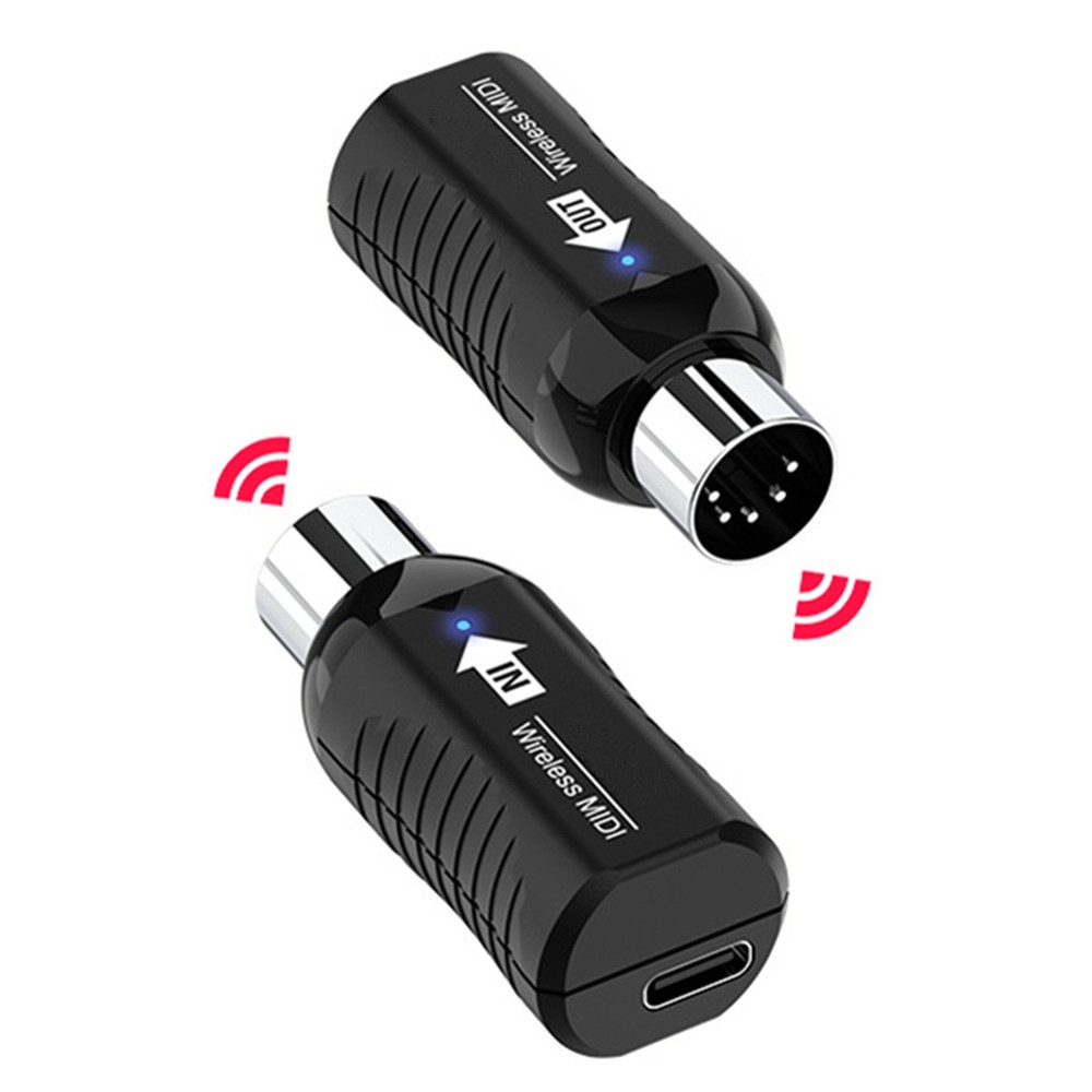 Black Rechargeable Midi Wireless Receiver Transmitter For Digital Piano Keyboard