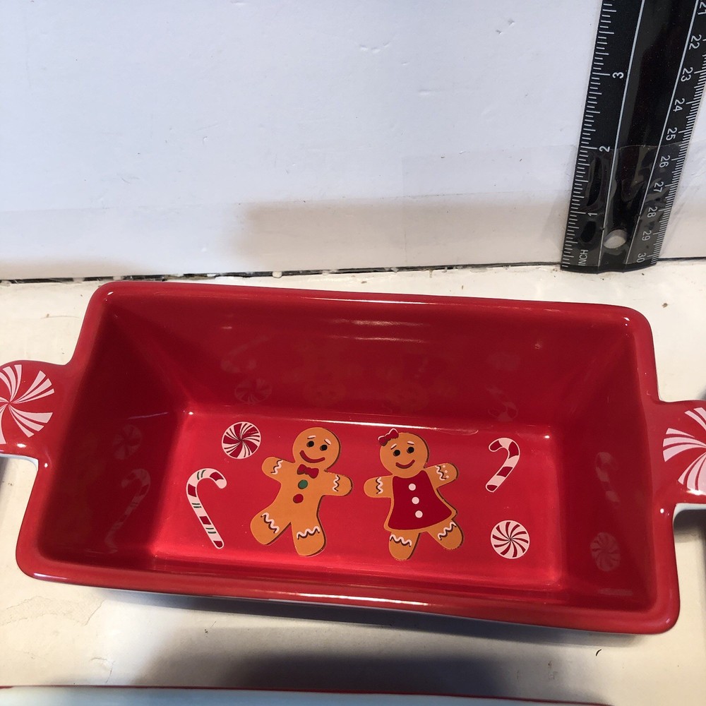 2 Mini Christmas Ceramic Bread Loaf Pans