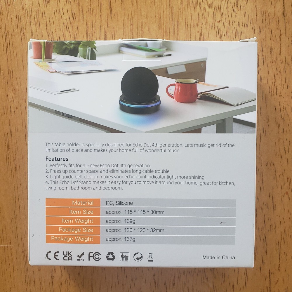 Echo Dot 4th Generation Black Table Holder, Clever Desktop Stand Mount New