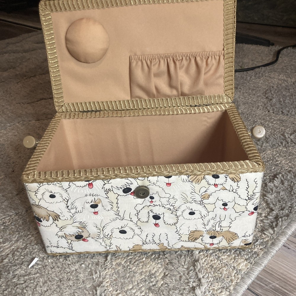 SEWING BASKET Dogs Design Medium Size Sewing Box