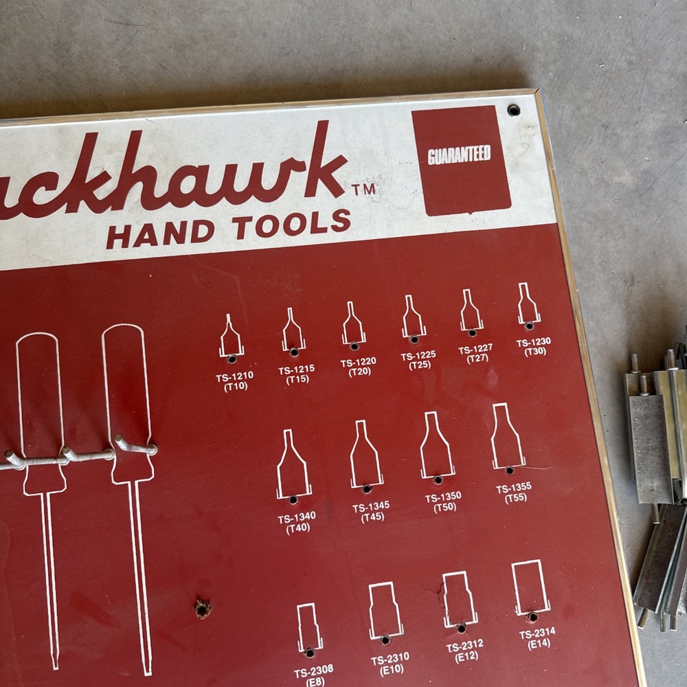 Vintage Black Hawk Hand Tools Display Advertisement Board DBD-18A