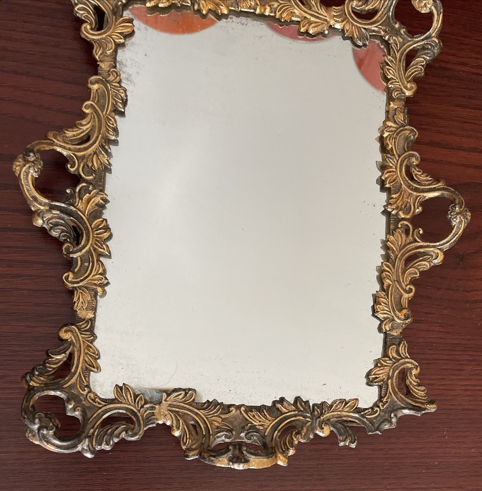 Gold Metal Ornate Framed Table Mirror
