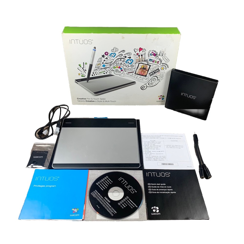 READ DESCRIPTION WACOM Intuos CTH-480 Touch Small Tablet Silver MISSING PARTS